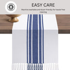 14x90 Inch Blue Vintage Farmhouse 100% Cotton Table Runner