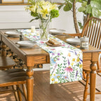 Artoid Mode 13x72 Inch Daisy Eucalyptus Floral Summer Table Runner