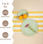 Folkulture 72 Inch Yellow White Striped Cotton Farmhouse Table Runner