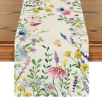 Artoid Mode 13x72 Inch Daisy Eucalyptus Floral Summer Table Runner