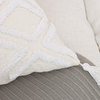 12x20 Boho White Tassel Lumbar Pillow Cover Tufted Chenille Cushion Case 1PC Cover Only