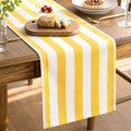 Folkulture 72 Inch Yellow White Striped Cotton Farmhouse Table Runner