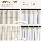 2 Panels 90 Inch Brown Plaid Pinch Pleated Linen Thermal Blackout Curtains