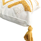 2Pcs 18x18 Yellow Tassel Tufted Embroidered Boho Throw Pillow Covers