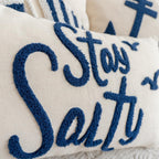 12x20 Inch Navy Blue Stay Salty Tufted Embroidery Coastal Lumbar Pillow Cover 1PC Cover Only