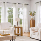 2 Panels 84 Inch White Linen Textured Grommet Light Filtering Curtains