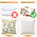 2Pcs 18x18 Green Floral Embroidered Tufted Farmhouse Throw Pillow Covers