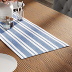 13x36 Inch Franca Blue Striped Washable Cotton Table Runner