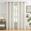 2 Panels 40x84 Inch Black White Buffalo Plaid Linen Grommet Light Filtering Farmhouse Curtains