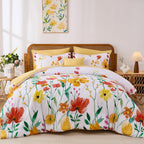 Annibedding 8 Pieces Queen Yellow Floral Microfiber All Season Bed in a Bag Comforter Set