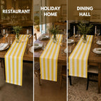 Folkulture 72 Inch Yellow White Striped Cotton Farmhouse Table Runner