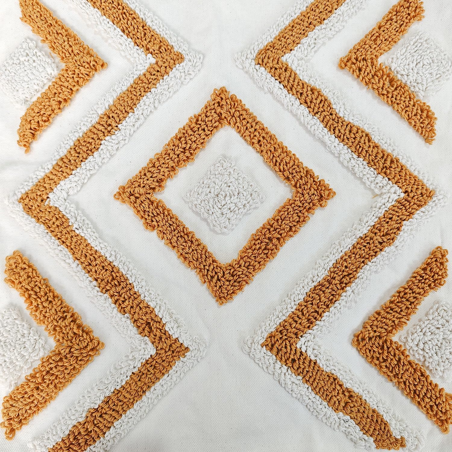 2Pcs 18x18 Yellow Tassel Tufted Embroidered Boho Throw Pillow Covers