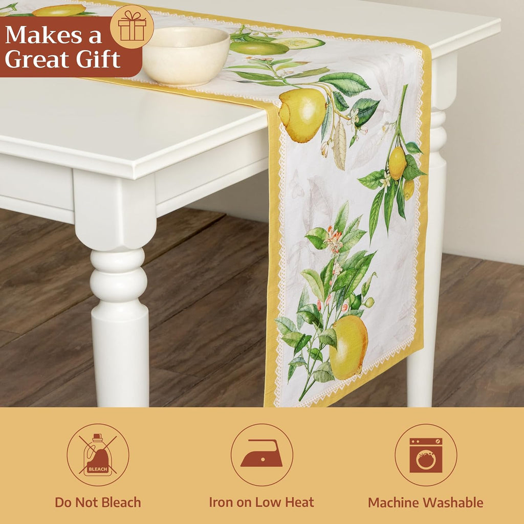 Maison d' Hermine 72 Inch Limoncello 100% Cotton Farmhouse Table Runner
