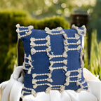 18x18 Inch Blue Tufted Modern Rustic Bohemian Square Throw Pillow Covers