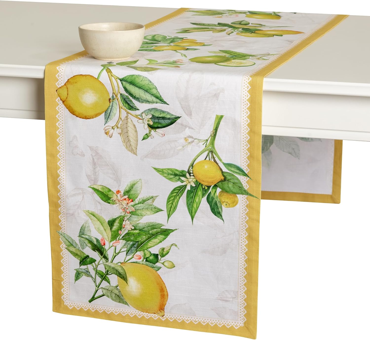 Maison d' Hermine 72 Inch Limoncello 100% Cotton Farmhouse Table Runner