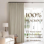 2 Panels 108 Inch Taupe Pinch Pleat Linen Blackout Farmhouse Curtains