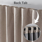 2 Panels 52x84 Inch Beige Faux Linen Thermal 100% Blackout Back Tab Rod Pocket Curtains