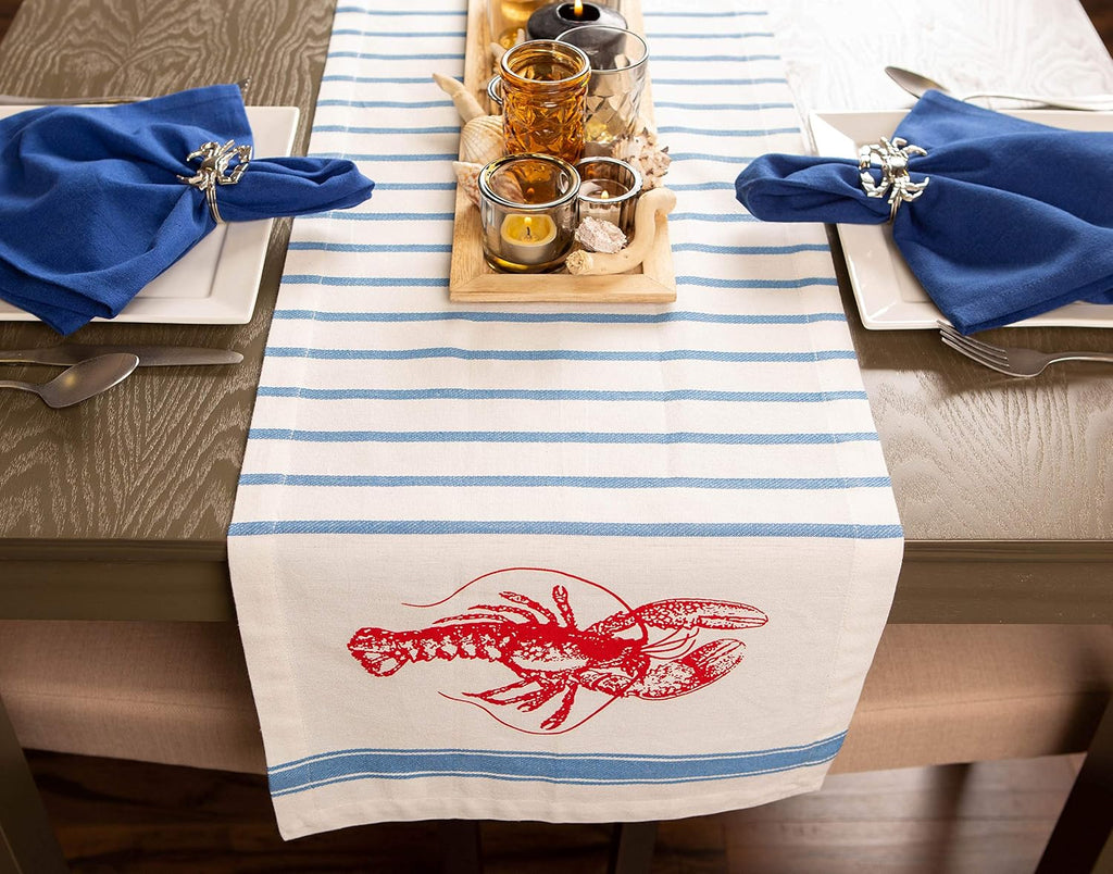 Table Top Décor Collection Spring & Summer Table Runner, 14x72, Lobster Stripe Print