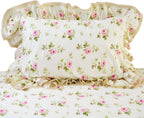3-Piece Full Rosette Floral Lace Ruffle Princess Duvet Cover Bedding Set for Girls