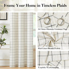 2 Panels 40x84 Inch Black White Buffalo Plaid Linen Grommet Light Filtering Farmhouse Curtains