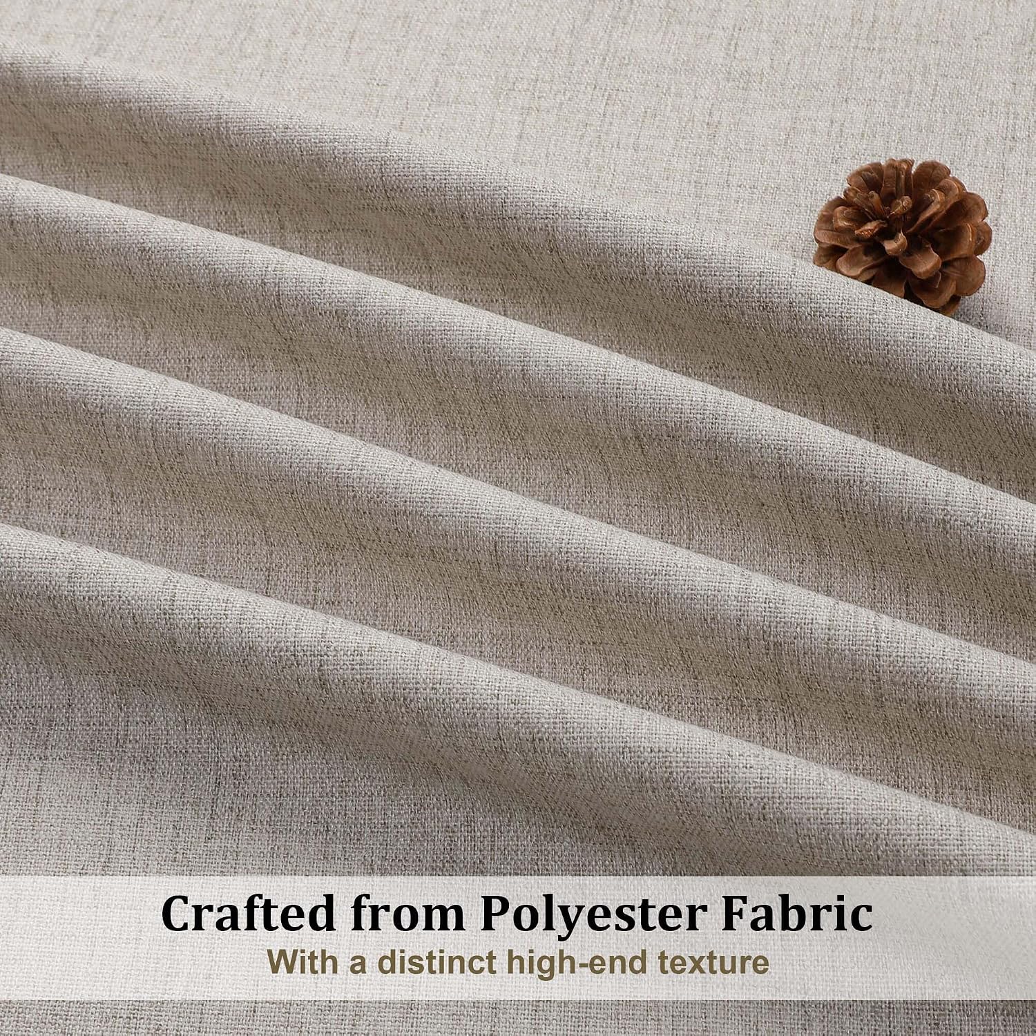 2 Panels 40x63 Inch Linen Color Pinch Pleated Faux Linen Light Filtering Farmhouse Curtains